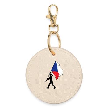 Flag Czech Republic woman walking - Round Keyring - oyster - Front