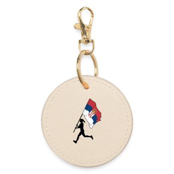 Drapeau Serbie femme courant - Porte-clés rond - huître - Devant