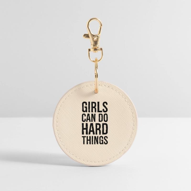 Mädchen können harte Dinge tun Runder Schlüsselanhänger