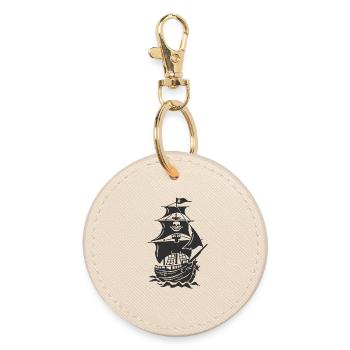 Spukende Piratenschiff-Silhouette - Runder Schlüsselanhänger - Auster - Vorne