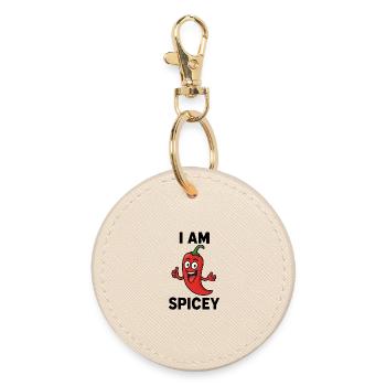 Playful Chili Paprika Cartoon Design - Round Keyring - oyster - Front