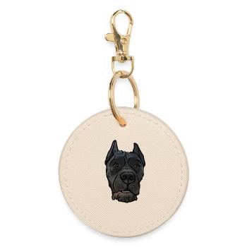 Cane Corso docks head in comic style - Round Keyring - oyster - Front