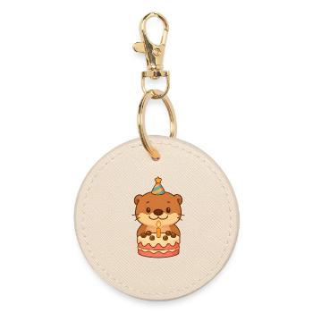 Little Otter Birthday - Round Keyring - oyster - Front