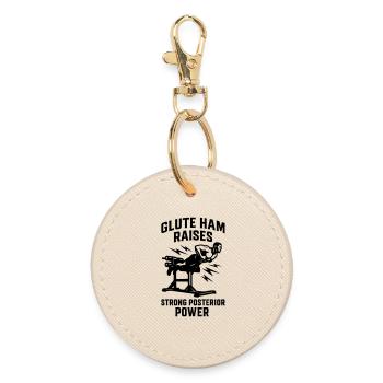 Glute Ham Raise Fitness Gym Posterior Chain - Round Keyring - oyster - Front
