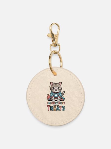Grimmige Katze im Weihnachtspulli - Runder Schlüsselanhänger - Auster