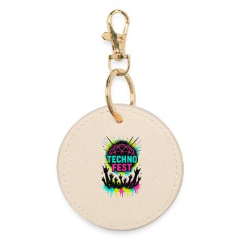 Music Techno Fest Rave Crowd Festival Night - Round Keyring - oyster - Front