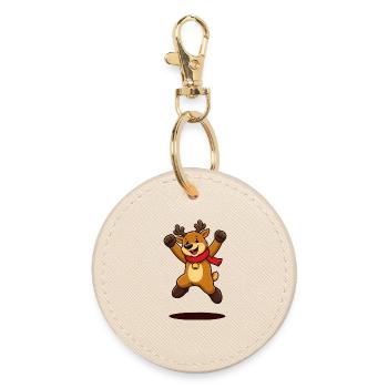 Mascotte de dessin animé renne de Noël mignonne - Porte-clés rond - huître - Devant