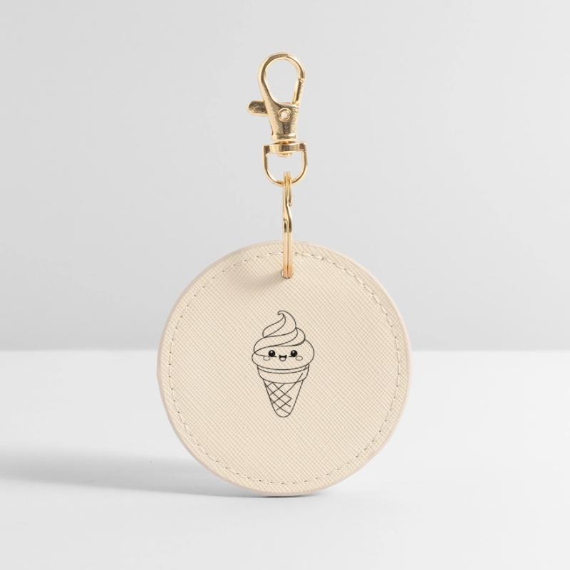 Softeis Eiscreme Icon Minimal Statement Runder Schlüsselanhänger
