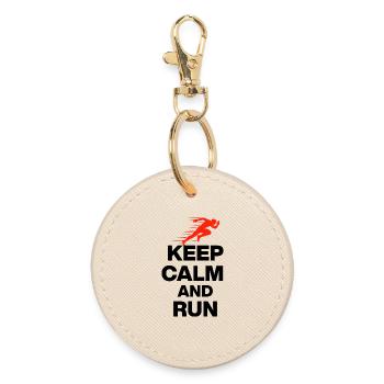 KEEP CALM AND RUN! LÄUFER MARATHON GESCHENK JOGGEN - Runder Schlüsselanhänger - Auster - Vorne