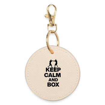 KEEP CALM AND BOX, FIGHTER POWER! MMA OKTAGON s - Round Keyring - oyster - Front