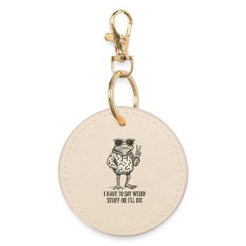 Frog Saying Meme Humor Funny Gift Idea - Round Keyring - oyster - Front