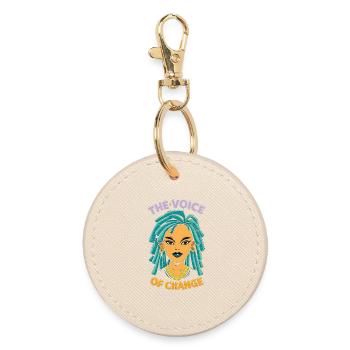 The Voice of Change – Empowerment Design - Round Keyring - oyster - Front