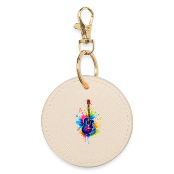 Colorful Guitar – Music Graffiti Art - Round Keyring - oyster - Front