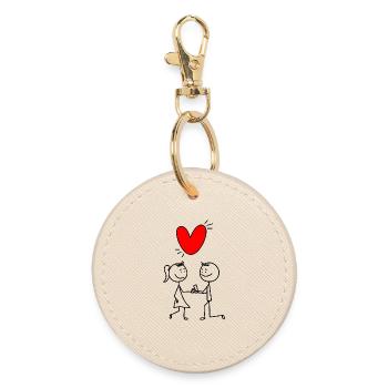 Red heart on black - Round Keyring - oyster - Front