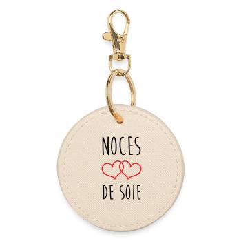 Silk Wedding 12 years of marriage - Round Keyring - oyster - Front