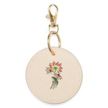 Blumen - Runder Schlüsselanhänger - Auster - Vorne