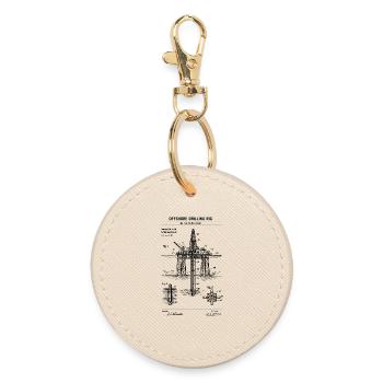 Offshore Drilling Rig Blueprint T-Shirt - Round Keyring - oyster - Front