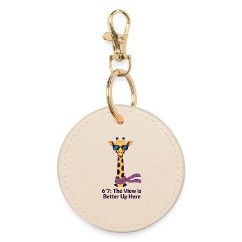 Tall Giraffe 6'7 The View Is Better Up Here - Round Keyring - oyster - Front
