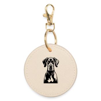 Great Dane Frontal - Round Keyring - oyster - Front