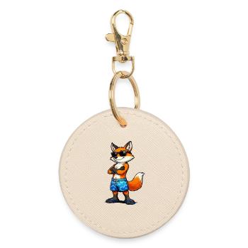 Renard d’été avec des lunettes de soleil - Porte-clés rond - huître - Devant