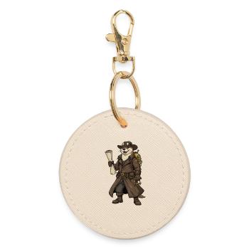 Otter Explorer Steampunk Retro-Kartograph - Runder Schlüsselanhänger - Auster - Vorne