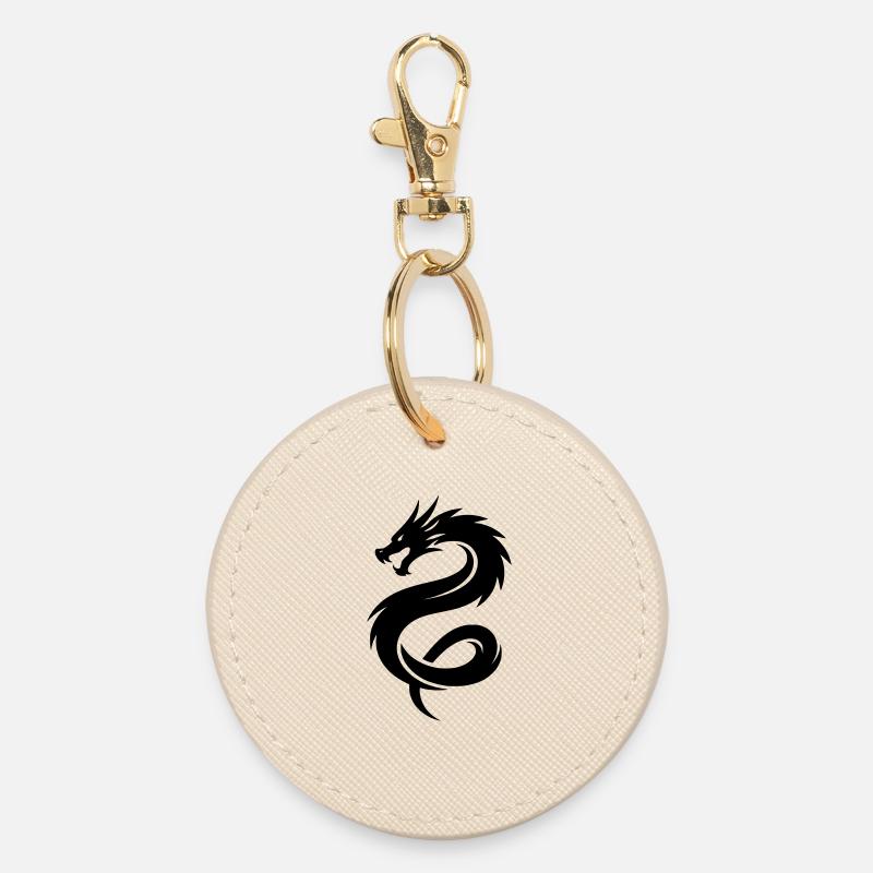 Asian Dragon - Round Keyring - oyster