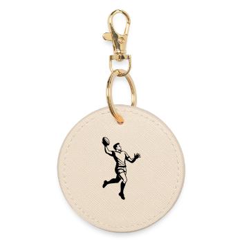 Rugby - Round Keyring - oyster - Front