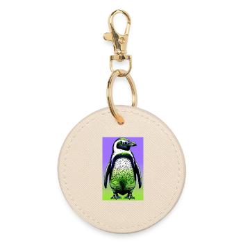 Pinguin - Runder Schlüsselanhänger - Auster - Vorne