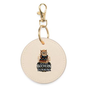 Zwischen Büchern zuhause - Runder Schlüsselanhänger - Auster - Vorne
