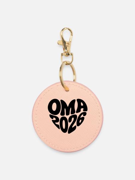 Oma 2026 - Runder Schlüsselanhänger - Hellrosa