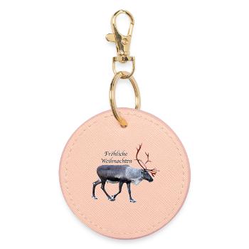 Fröhliche Weihnachten - Round Keyring - light pink - Front