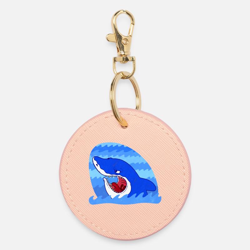 Grim Shark - Round Keyring - light pink