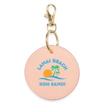 Lamai Beach Koh Samui Palm Sonnenuntergang - Runder Schlüsselanhänger - Hellrosa - Vorne
