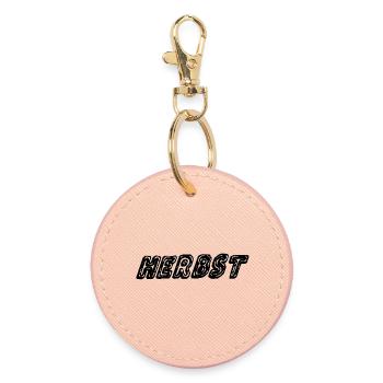 Autumn Leaves Trend Design - Round Keyring - light pink - Front