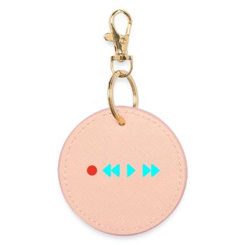 Enfants sur cassette - Porte-clés rond - rose clair - Devant