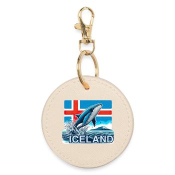 iceland Island 10 - Runder Schlüsselanhänger - Auster - Vorne