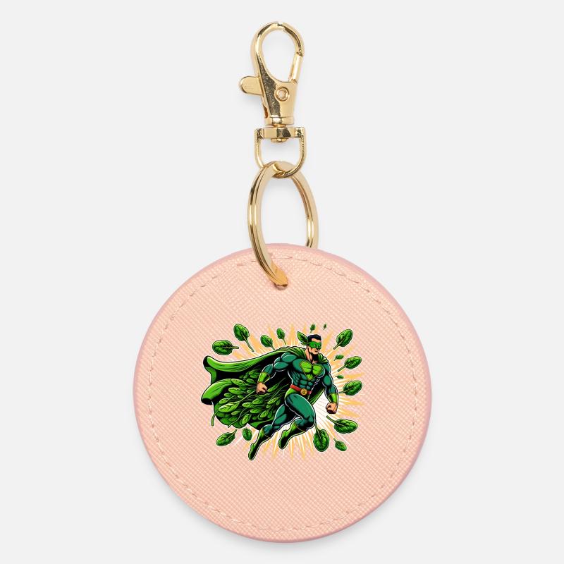 Spinachman: Leaf of Justice - Round Keyring - light pink