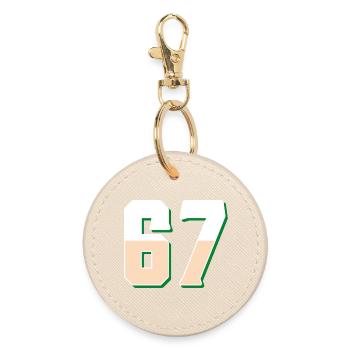 6 7 – Trendy minimalist text design, - Round Keyring - oyster - Front