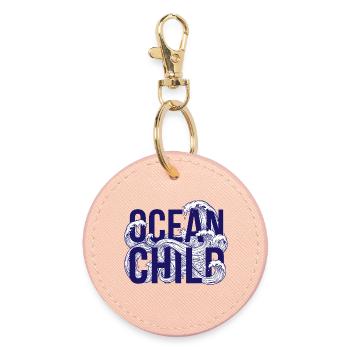 Ocean Gold Wave Art - Round Keyring - light pink - Front