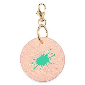 Éclaboussures de peinture turquoise - Porte-clés rond - rose clair - Devant