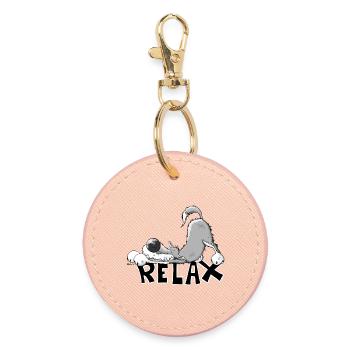 Relax Wolf - Runder Schlüsselanhänger - Hellrosa - Vorne