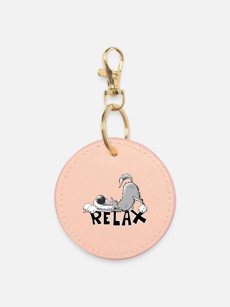 Relax Wolf - Runder Schlüsselanhänger - Hellrosa