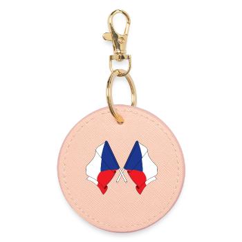 Two flags Czech Republic - Round Keyring - light pink - Front