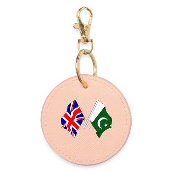Flagge von England und Flagge von Pakistan - Runder Schlüsselanhänger - Hellrosa - Vorne