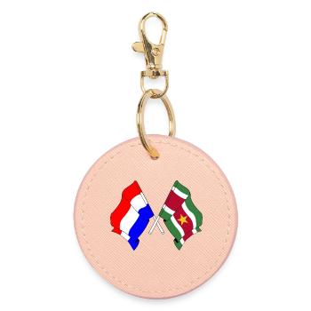 Drapeau des Pays-Bas et drapeau du Suriname - Porte-clés rond - rose clair - Devant