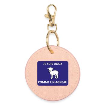 Gentle as a lamb - Round Keyring - light pink - Front