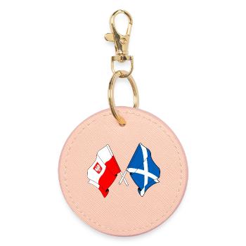 Flagge Polen, Flagge Schottland - Runder Schlüsselanhänger - Hellrosa - Vorne