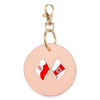 Drapeau Pologne, Poméranie croisé - Porte-clés rond - rose clair - Devant