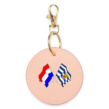 Drapeau des Pays-Bas et de la Zélande croisés - Porte-clés rond - rose clair - Devant
