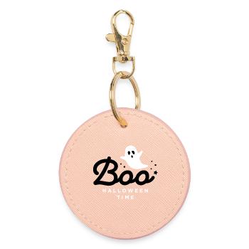 Cute Ghost Halloween Illustration - Round Keyring - light pink - Front